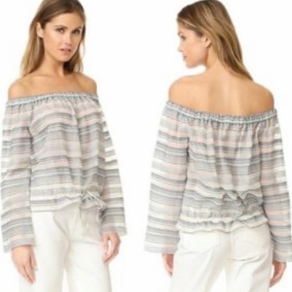 Theory “Odettah” Striped Off the Shoulder Top